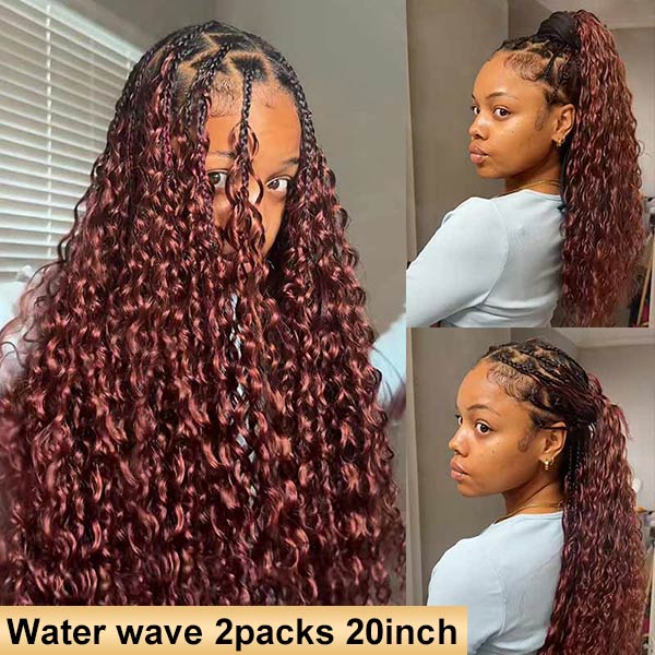 【Knotless Pre-looped Crochet Braids】#33 Reddish Brown Crochet Human Hair Extensions Easy Install MBW61