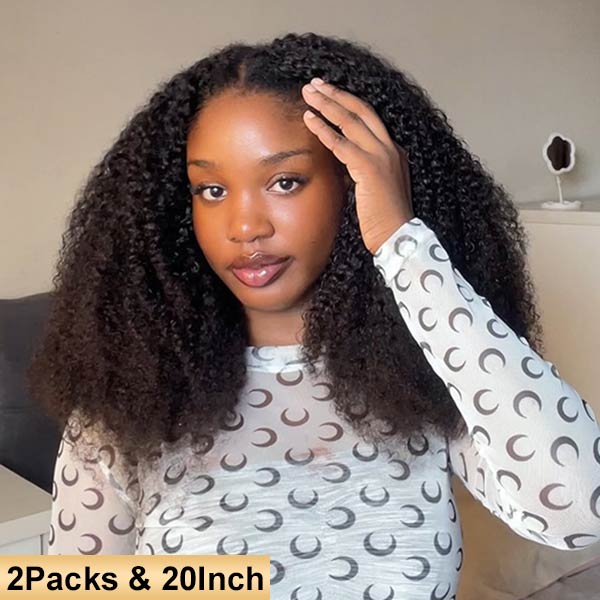 【Seamless Crochet Braids Hair】Afro Kinky Curly Knotless Pre-Looped 100% Crochet Human Hair Extensions for Easy Install MBW58