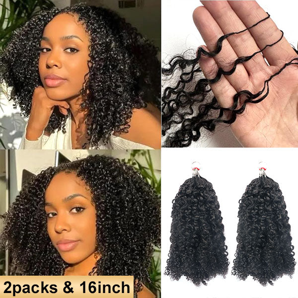 【Seamless Crochet Braids Hair】Kinky Coily Curly Knotless Pre-Looped 100% Crochet Human Hair Extensions for Easy Install MBW59