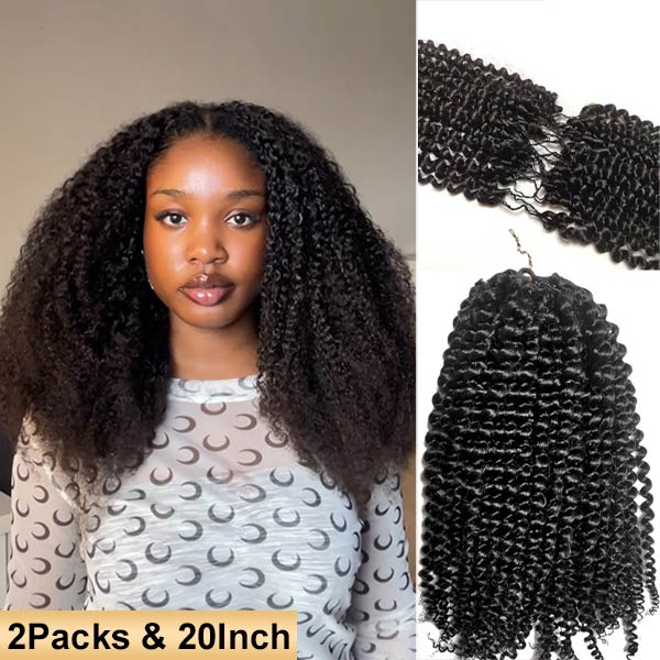 【Seamless Crochet Braids Hair】Afro Kinky Curly Knotless Pre-Looped 100% Crochet Human Hair Extensions for Easy Install MBW58