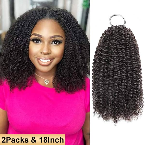【Seamless Crochet Braids Hair】Afro Kinky Curly Knotless Pre-Looped 100% Crochet Human Hair Extensions for Easy Install MBW58
