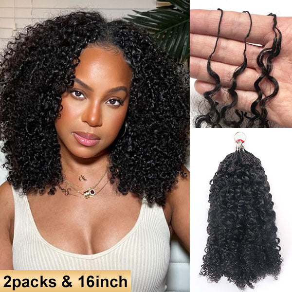 【Seamless Crochet Braids Hair】Kinky Coily Curly Knotless Pre-Looped 100% Crochet Human Hair Extensions for Easy Install MBW59