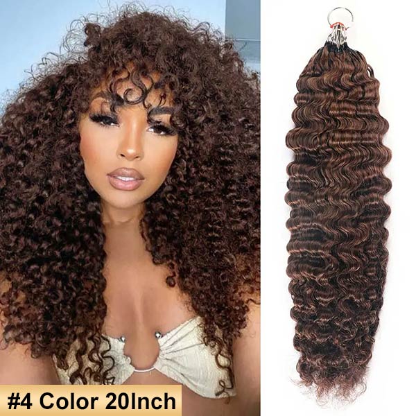 【Seamless Crochet Braids】#2 #4 #27 #30 #P4/27 #T2/30 Burmese Curly Soft Feather Crochet Hair Micro Ring Loop 100% Human Hair MBW54