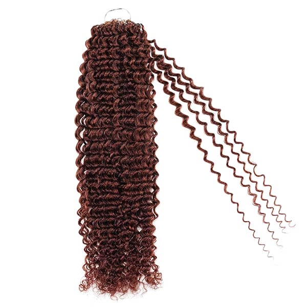 【Knotless Pre-looped Crochet Braids】#33 Reddish Brown Crochet Human Hair Extensions Easy Install MBW61
