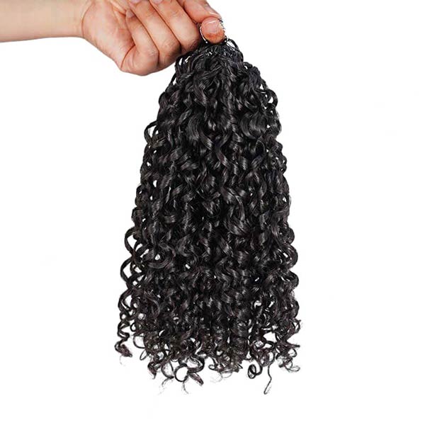 【Seamless Crochet Braids Hair】Pixie Curls Knotless Pre-Looped 100% Crochet Human Hair Extensions for Easy Install MBW60