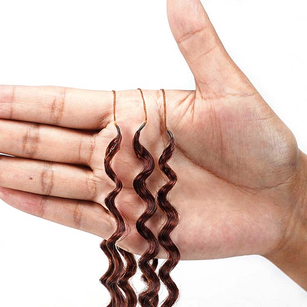 【Knotless Pre-looped Crochet Braids】#33 Reddish Brown Crochet Human Hair Extensions Easy Install MBW61