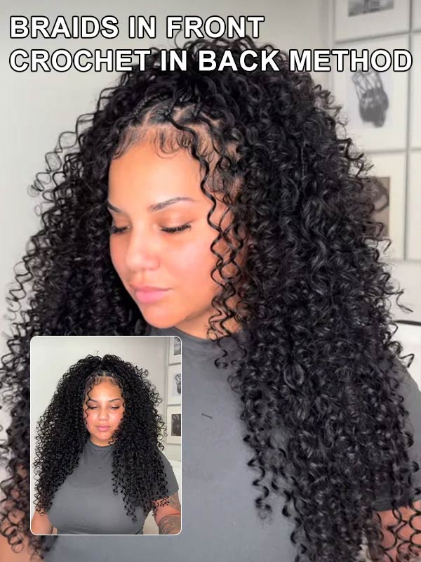 【Seamless Crochet Braids Hair】Pixie Curls Knotless Pre-Looped 100% Crochet Human Hair Extensions for Easy Install MBW60