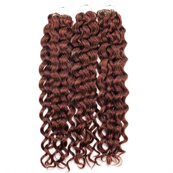 【Knotless Pre-looped Crochet Braids】#33 Reddish Brown Crochet Human Hair Extensions Easy Install MBW61