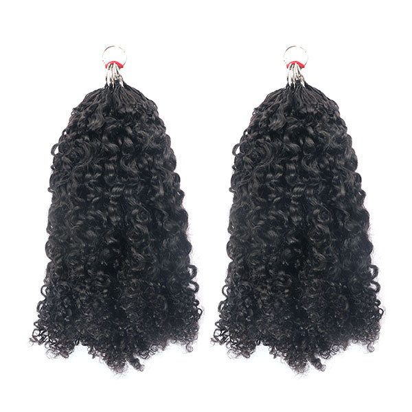 【Seamless Crochet Braids Hair】Kinky Coily Curly Knotless Pre-Looped 100% Crochet Human Hair Extensions for Easy Install MBW59