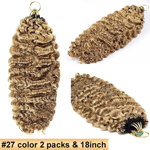 【Seamless Crochet Braids】#2 #4 #27 #30 #P4/27 #T2/30 Burmese Curly Soft Feather Crochet Hair Micro Ring Loop 100% Human Hair MBW54