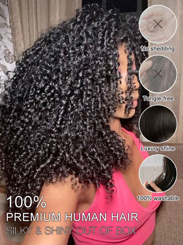 【Seamless Crochet Braids Hair】Pixie Curls Knotless Pre-Looped 100% Crochet Human Hair Extensions for Easy Install MBW60