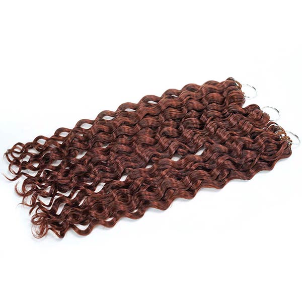 【Knotless Pre-looped Crochet Braids】#33 Reddish Brown Crochet Human Hair Extensions Easy Install MBW61