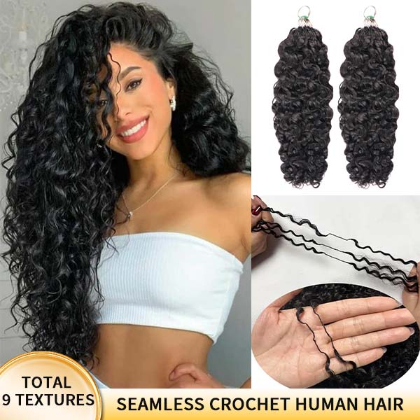 【Seamless Crochet Braids】Soft Feather Crochet Braids Hair Newest Micro Ring Loop 100% Crochet Human Hair Extensions MBW51