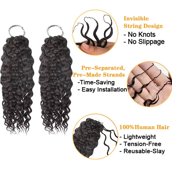 【Seamless Crochet Braids】Water Wave Soft Feather Crochet Hair Newest Micro Ring Loop Crochet 100% Human Hair MBW53