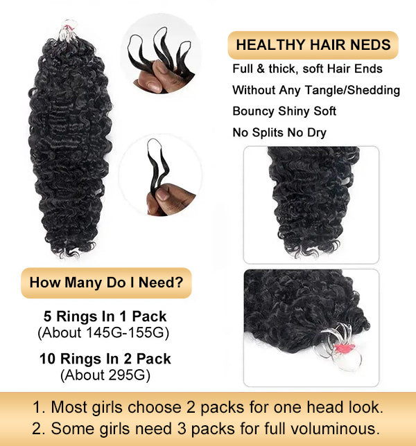 【Seamless Crochet Braids】Burmese Curly Soft Feather Crochet Hair Newest Micro Ring Loop Crochet 100% Human Hair MBW52