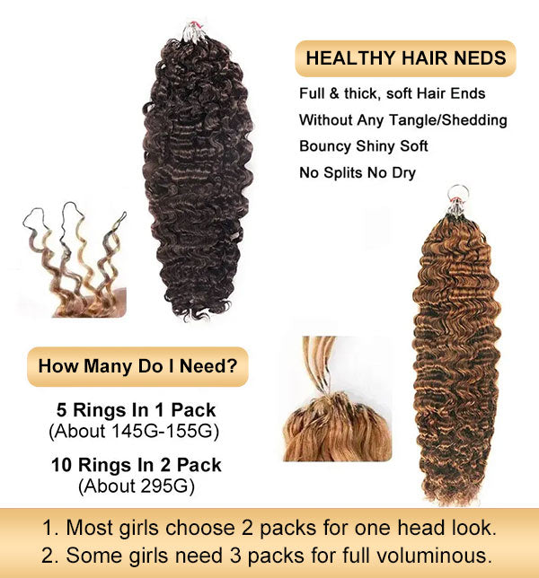 【Seamless Crochet Braids】#2 #4 #27 #30 #P4/27 #T2/30 Burmese Curly Soft Feather Crochet Hair Micro Ring Loop 100% Human Hair MBW54