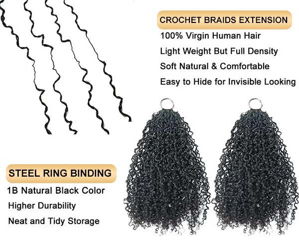 【Seamless Crochet Braids】Soft Feather Crochet Braids Hair Newest Micro Ring Loop 100% Crochet Human Hair Extensions MBW51