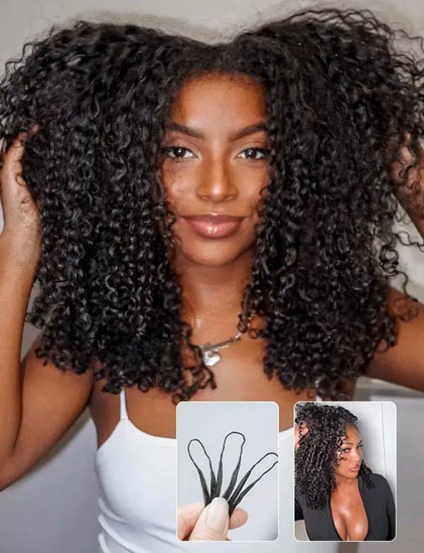 【Seamless Crochet Braids Hair】Pixie Curls Knotless Pre-Looped 100% Crochet Human Hair Extensions for Easy Install MBW60