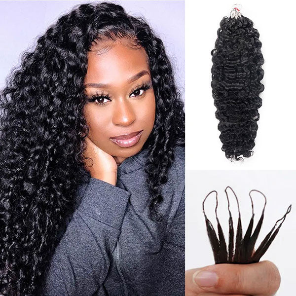 【Seamless Crochet Braids】Burmese Curly Soft Feather Crochet Hair Newest Micro Ring Loop Crochet 100% Human Hair MBW52