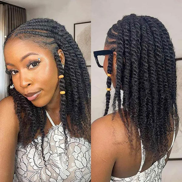 Afro Kinky Bulk Hair For Braiding 100% Human Hair Afro Bulk Hair For Locs Natural Black-MBW43