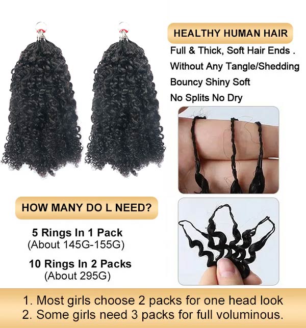 【Seamless Crochet Braids Hair】Kinky Coily Curly Knotless Pre-Looped 100% Crochet Human Hair Extensions for Easy Install MBW59