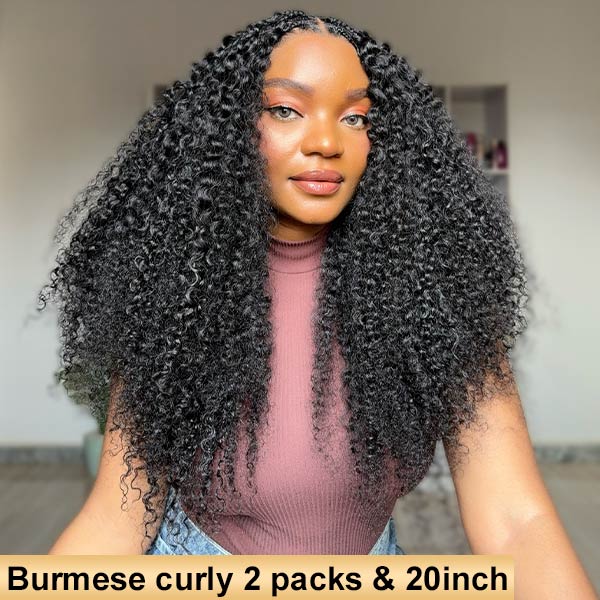 【Seamless Crochet Braids】Burmese Curly Soft Feather Crochet Hair Newest Micro Ring Loop Crochet 100% Human Hair MBW52