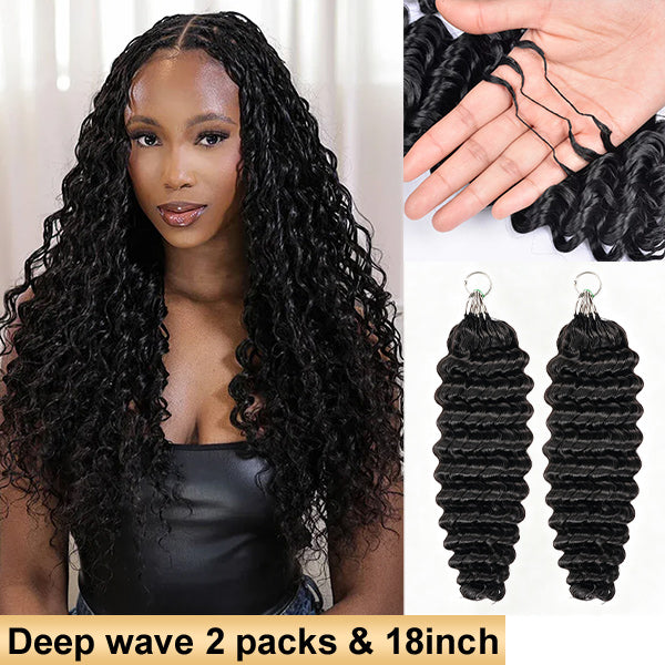 【Seamless Crochet Braids】Soft Feather Crochet Braids Hair Newest Micro Ring Loop 100% Crochet Human Hair Extensions MBW51
