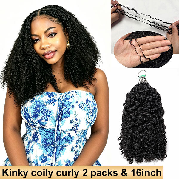 【Seamless Crochet Braids】Soft Feather Crochet Braids Hair Newest Micro Ring Loop 100% Crochet Human Hair Extensions MBW51