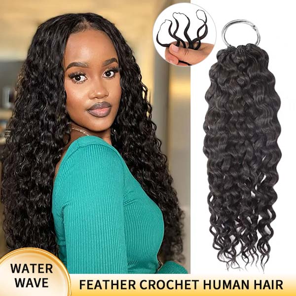 【Seamless Crochet Braids】Water Wave Soft Feather Crochet Hair Newest Micro Ring Loop Crochet 100% Human Hair MBW53