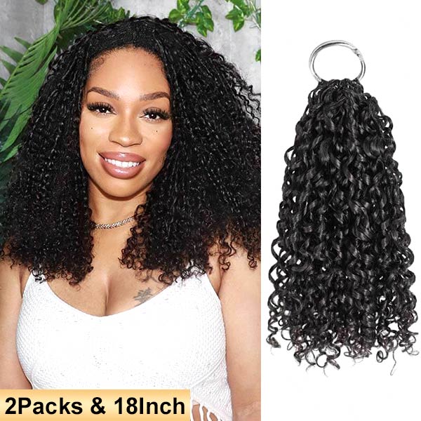 【Seamless Crochet Braids Hair】Pixie Curls Knotless Pre-Looped 100% Crochet Human Hair Extensions for Easy Install MBW60
