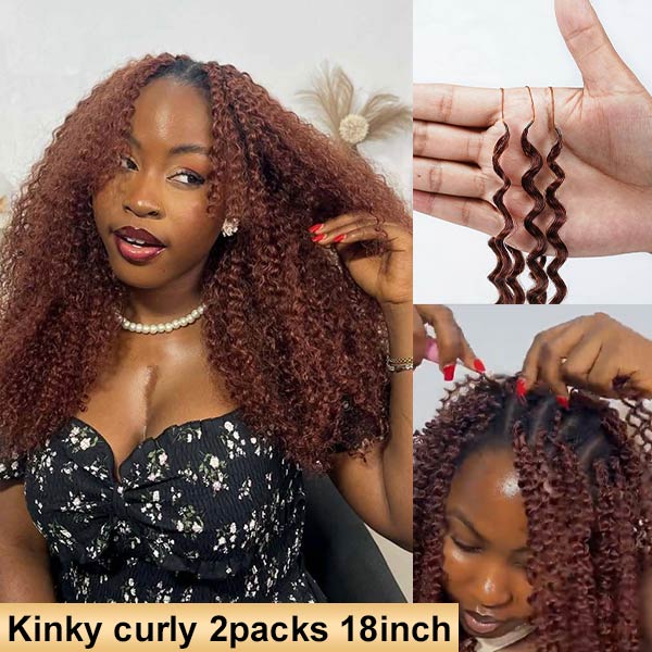 【Knotless Pre-looped Crochet Braids】#33 Reddish Brown Crochet Human Hair Extensions Easy Install MBW61