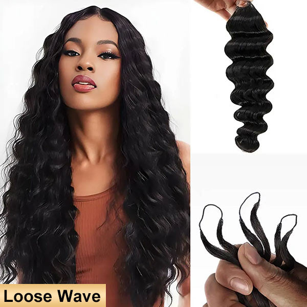 【Seamless Crochet Braids】Soft Feather Crochet Braids Hair Newest Micro Ring Loop 100% Crochet Human Hair Extensions MBW51