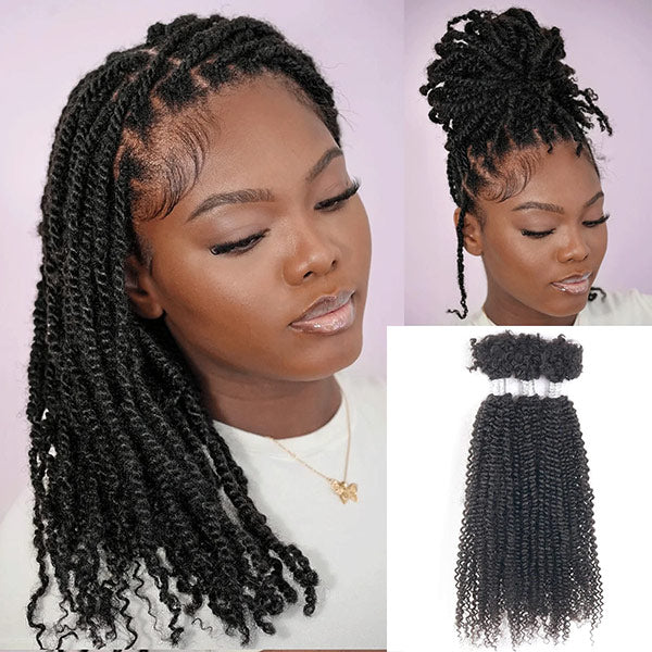 Passion Twist Human Afro Kinky Bulk Curly Hair for Spring Twist Crochet Braiding Hair MBW46