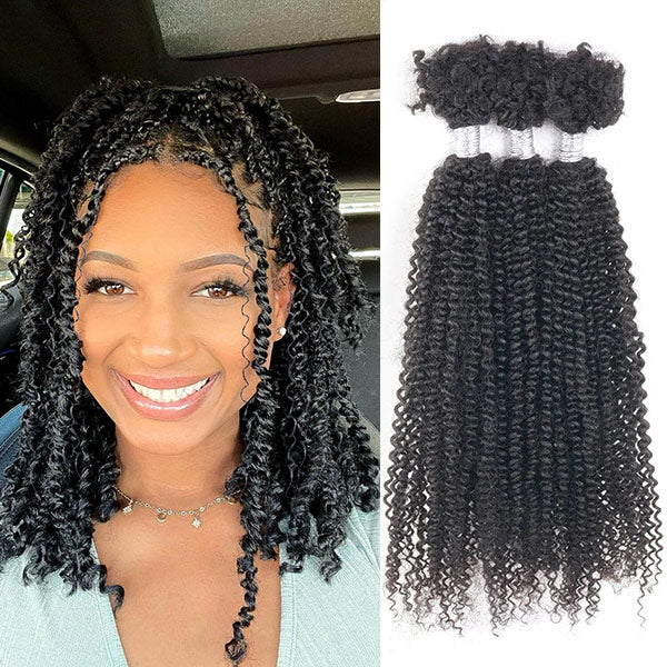 Passion Twist Human Afro Kinky Bulk Curly Hair for Spring Twist Crochet Braiding Hair MBW46