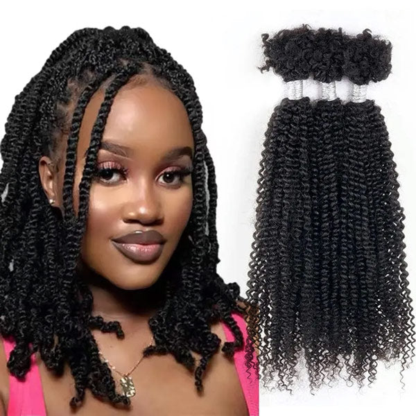 Passion Twist Human Afro Kinky Bulk Curly Hair for Spring Twist Crochet Braiding Hair MBW46