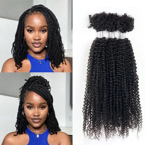 Passion Twist Human Afro Kinky Bulk Curly Hair for Spring Twist Crochet Braiding Hair MBW46