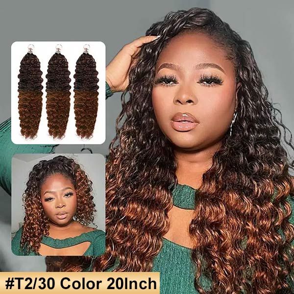 【Seamless Crochet Braids】#2 #4 #27 #30 #P4/27 #T2/30 Burmese Curly Soft Feather Crochet Hair Micro Ring Loop 100% Human Hair MBW54
