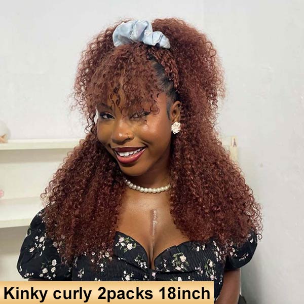 【Knotless Pre-looped Crochet Braids】#33 Reddish Brown Crochet Human Hair Extensions Easy Install MBW61