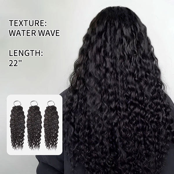 【Seamless Crochet Braids】Water Wave Soft Feather Crochet Hair Newest Micro Ring Loop Crochet 100% Human Hair MBW53