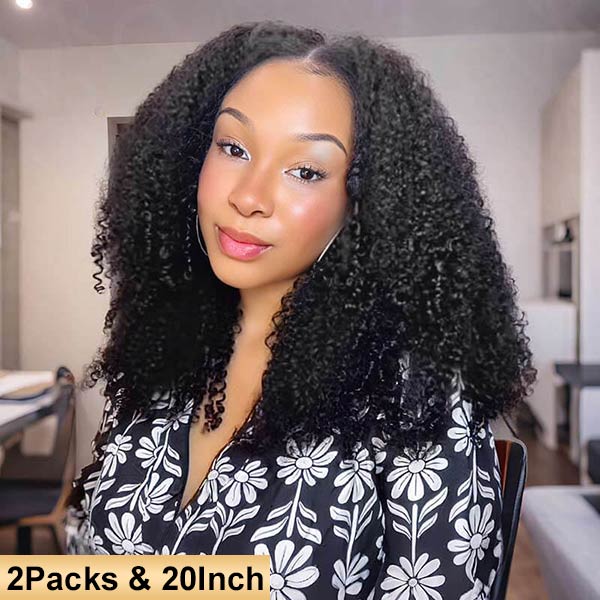 【Seamless Crochet Braids Hair】Afro Kinky Curly Knotless Pre-Looped 100% Crochet Human Hair Extensions for Easy Install MBW58