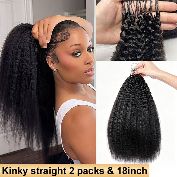 【Seamless Crochet Braids】Soft Feather Crochet Braids Hair Newest Micro Ring Loop 100% Crochet Human Hair Extensions MBW51