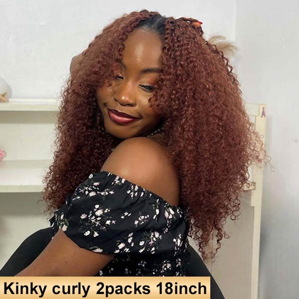 【Knotless Pre-looped Crochet Braids】#33 Reddish Brown Crochet Human Hair Extensions Easy Install MBW61