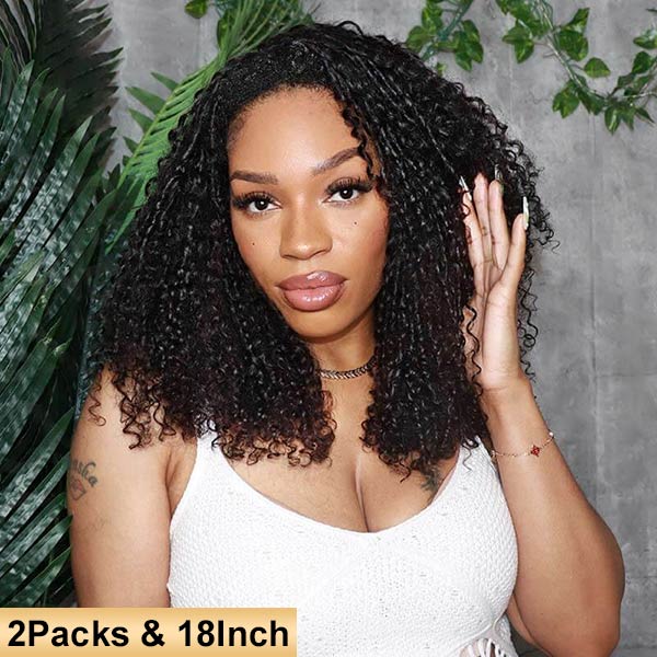 【Seamless Crochet Braids Hair】Pixie Curls Knotless Pre-Looped 100% Crochet Human Hair Extensions for Easy Install MBW60