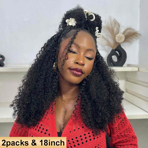 【Seamless Crochet Braids Hair】Kinky Coily Curly Knotless Pre-Looped 100% Crochet Human Hair Extensions for Easy Install MBW59