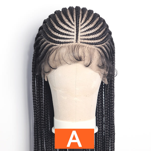HD Full Lace Braided Wig 36" Invisible Knots Tribal Braids Lemonade Braids Cornrows-MBW30