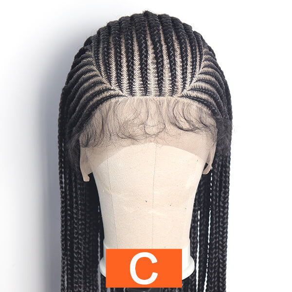 HD Full Lace Braided Wig 36" Invisible Knots Tribal Braids Lemonade Braids Cornrows-MBW30