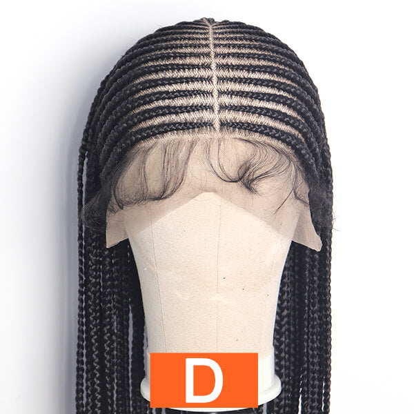 HD Full Lace Braided Wig 36" Invisible Knots Tribal Braids Lemonade Braids Cornrows-MBW30