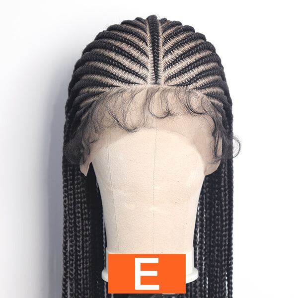 HD Full Lace Braided Wig 36" Invisible Knots Tribal Braids Lemonade Braids Cornrows-MBW30