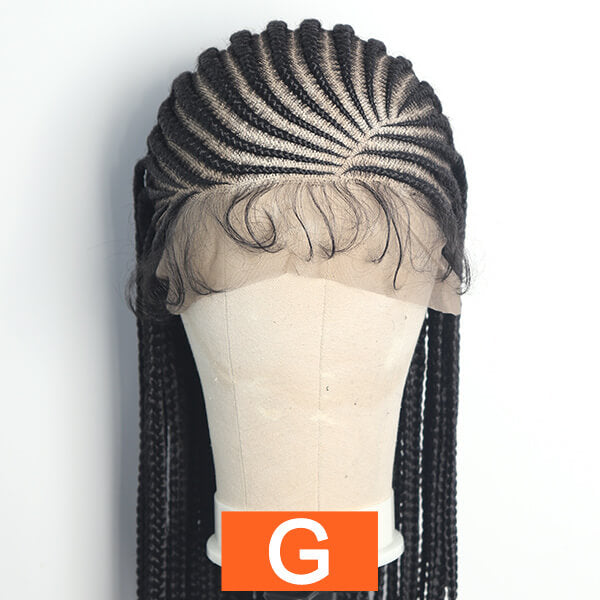 HD Full Lace Braided Wig 36" Invisible Knots Tribal Braids Lemonade Braids Cornrows-MBW30