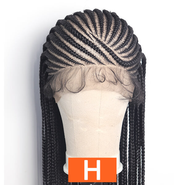 HD Full Lace Braided Wig 36" Invisible Knots Tribal Braids Lemonade Braids Cornrows-MBW30